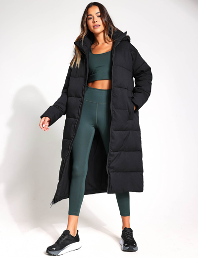 Shop Girlfriend Collective Long Puffer Coat In Black