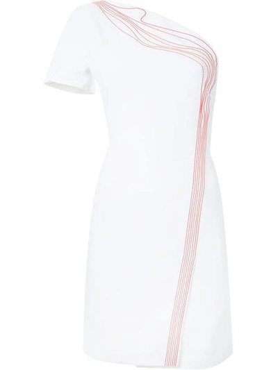 Shop Mugler Embroidered Detail One-shoulder Dress - White