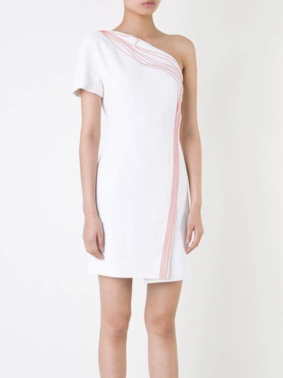 Shop Mugler Embroidered Detail One-shoulder Dress - White