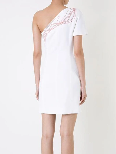 Shop Mugler Embroidered Detail One-shoulder Dress - White