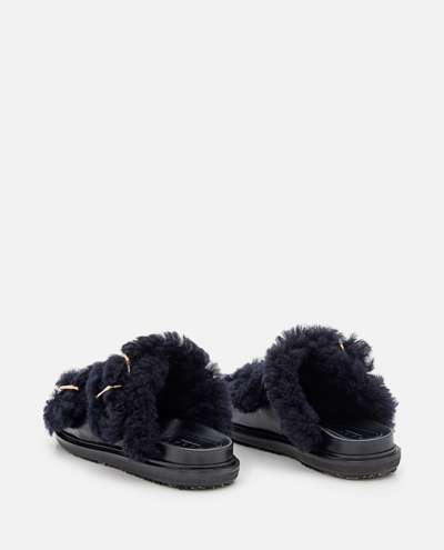 Marni Leather And Shearling Fussbett Slides In Black | ModeSens