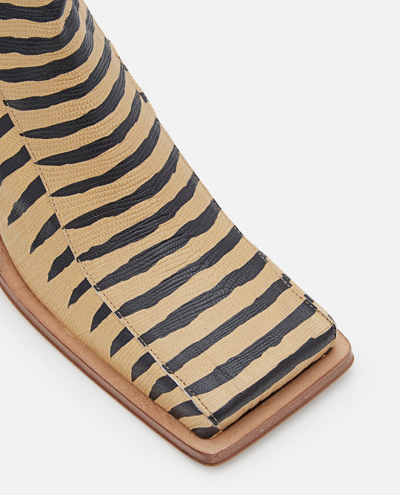 Shop Miista Amparo Zebra Print Leather Ankle Boots In Beige