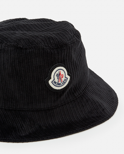 Shop Moncler Cotton Bucket Hat In Black