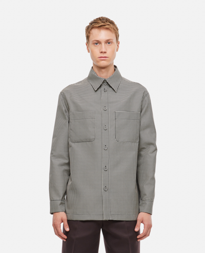 Fendi Giubbotto Houndstooth Reversible Shirt Jacket In Black