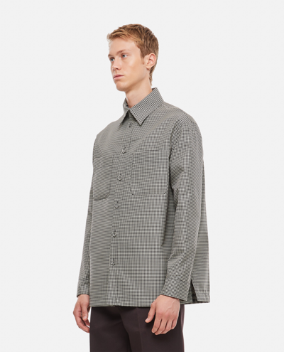 Fendi Giubbotto Houndstooth Reversible Shirt Jacket In Black