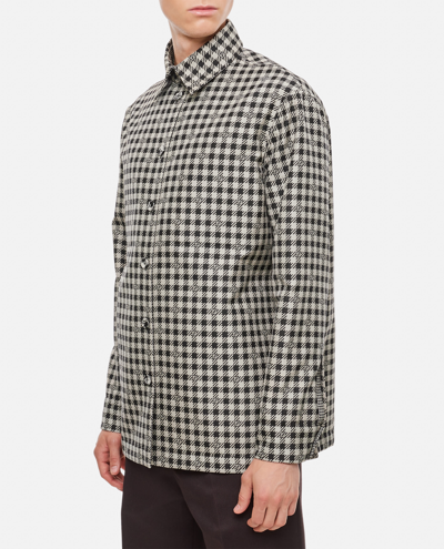 Fendi Giubbotto Houndstooth Reversible Shirt Jacket In Black