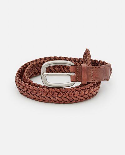 Shop Golden Goose Leather Braided Belt In Brown