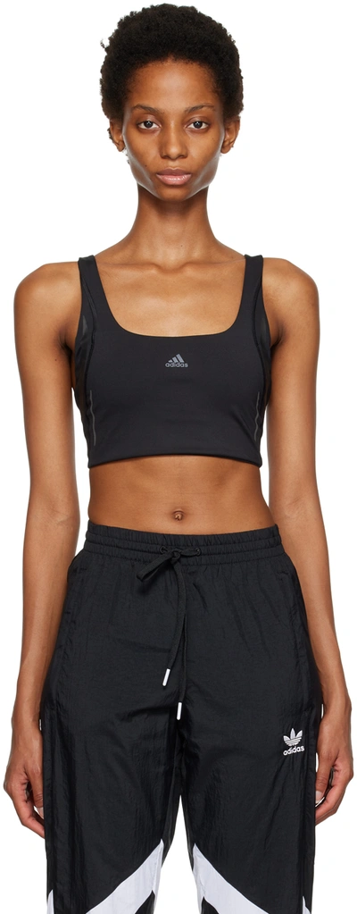 Shop Adidas Originals Black Powerimpact Medium Support Sport Bra In Black / Carbon