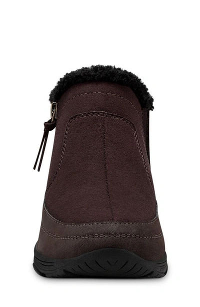 Easy Spirit Verry Faux Shearling Zip Bootie In Dark Brown