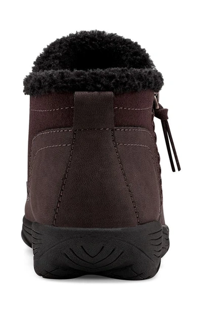 Easy Spirit Verry Faux Shearling Zip Bootie In Dark Brown