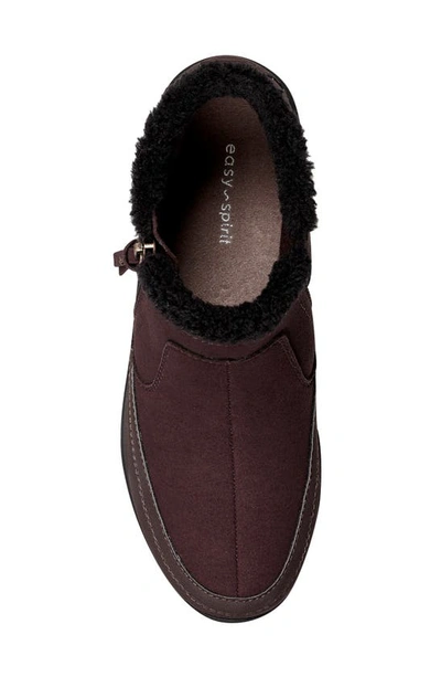 Easy Spirit Verry Faux Shearling Zip Bootie In Dark Brown