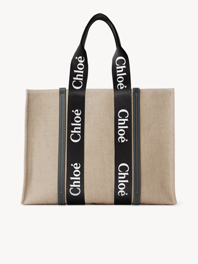 Chloé Large Woody Tote Bag In Noir | ModeSens