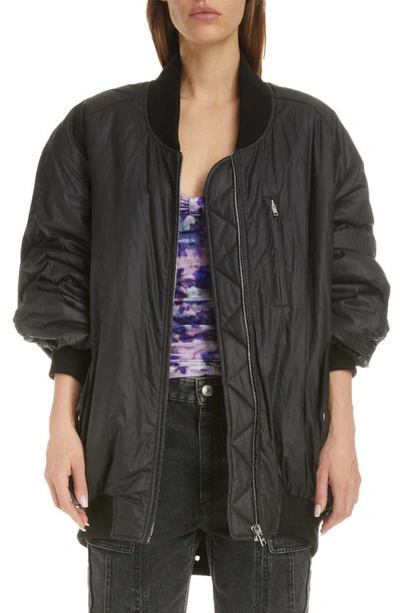 Stædig Regenerativ specielt Isabel Marant Kayama Oversize Cotton Bomber Jacket In Black | ModeSens