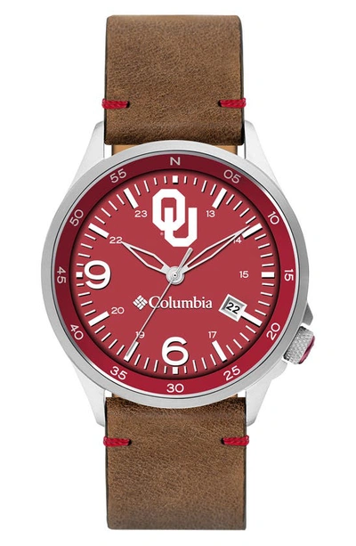 Shop Columbia Canyon Ridge  Leather Strap Watch, 42mm In Red