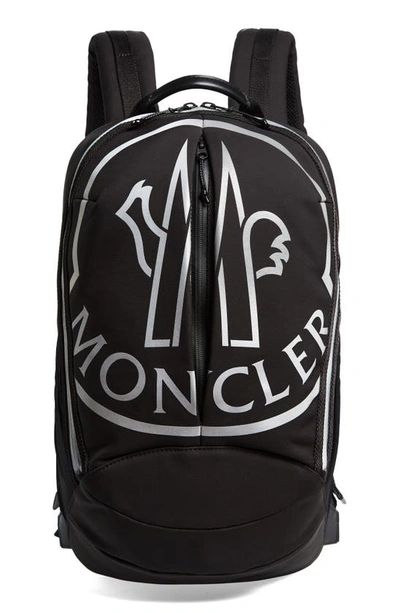 Shop Moncler Reflective Logo Backpack In Black