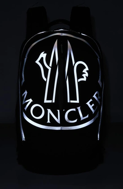 Shop Moncler Reflective Logo Backpack In Black