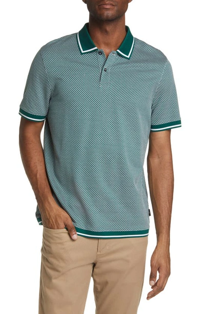 Shop Ted Baker Affric Geo Textured Tipped Polo In Dark Green