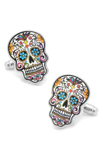 Shop Cufflinks, Inc 'day Of The Dead' Cuff Links In Silver/ Black/ Pink
