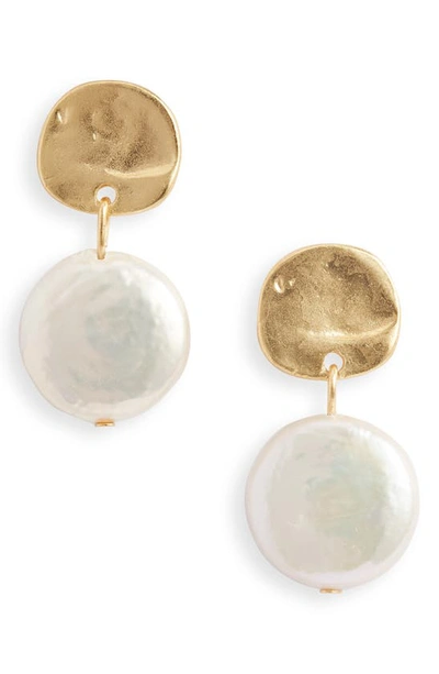Shop Karine Sultan Cultured Pearl Drop Earrings In Gold