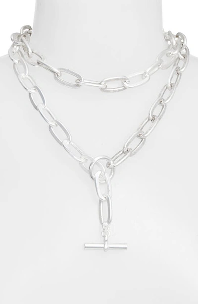 Shop Karine Sultan Long Link Necklace In Silver