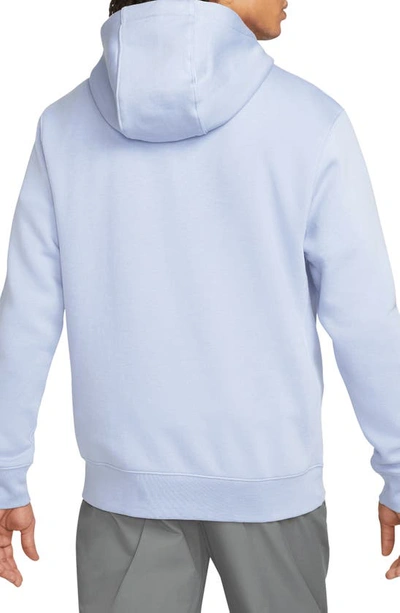 Shop Nike Sportswear Club Fleece Logo Hoodie In Light Marine/ Marine/ White
