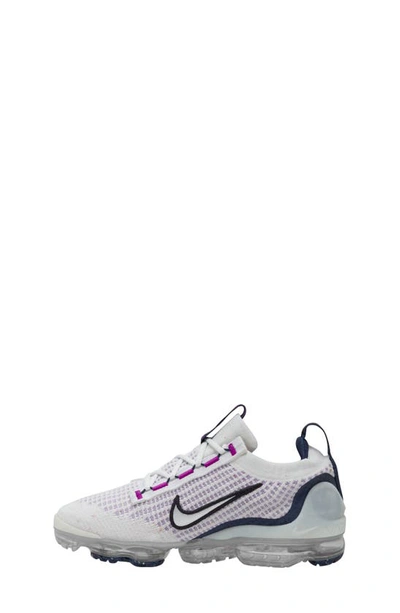 Shop Nike Kids' Air Vapormax 2021 Fk Sneaker In White/ Metallic Silver