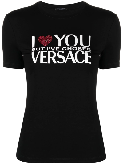 Shop Versace T-shirt With Print In Black