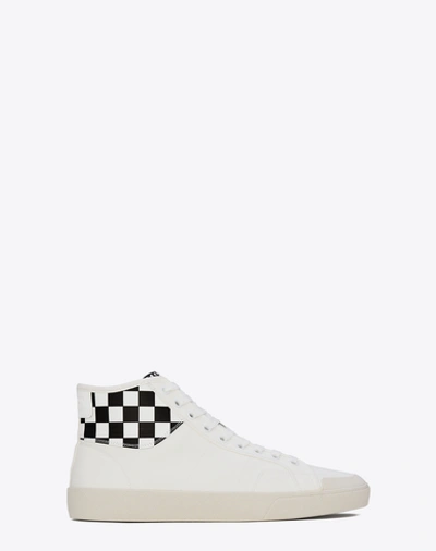 Saint Laurent Signature Court Classic Surf Sl/37m Sneaker In Off White And White And Black Checker Printed Distres
