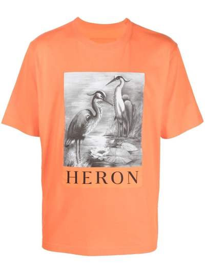 Shop Heron Preston Printed T-shirt In Arancione