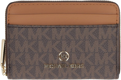 Shop Michael Michael Kors Jet Set Zip-around Wallet In Brown