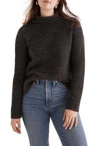 Shop Madewell Belmont Donegal Mock Neck Sweater In Donegal Thunder