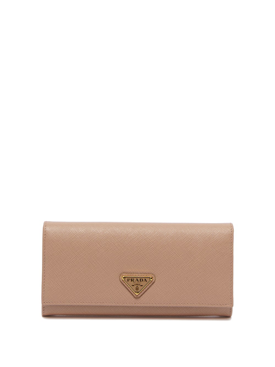 Prada Large Saffiano Leather Wallet In Beige