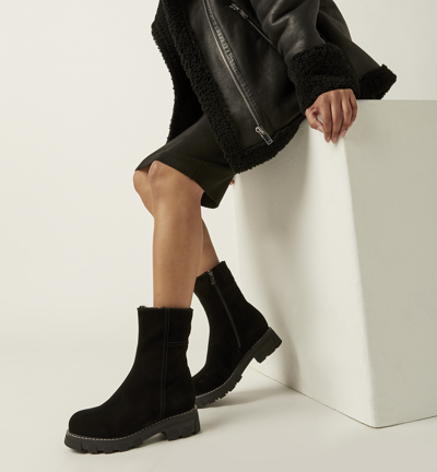 Shop La Canadienne Autumn Shearling Lined Suede Bootie In Black