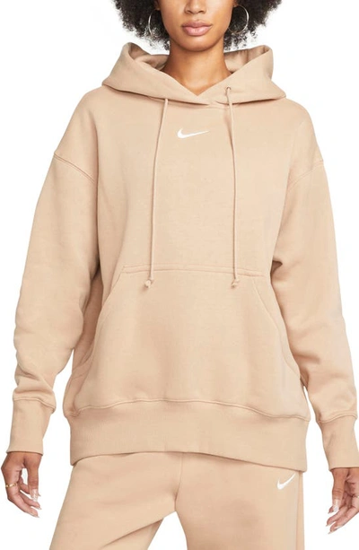 Shop Nike Sportswear Phoenix Oversize Fleece Hoodie In Hemp/ Sail