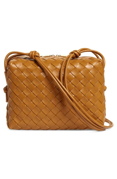 Shop Bottega Veneta Small Intrecciato Leather Shoulder Bag In Cob-gold