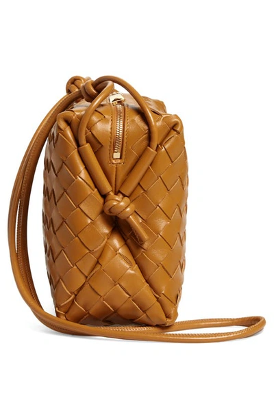 Shop Bottega Veneta Small Intrecciato Leather Shoulder Bag In Cob-gold