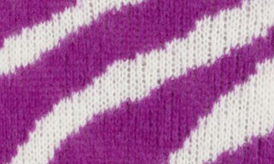 Shop Dries Van Noten Nazareth Zebra Pattern Oversize Alpaca Blend Sweater In Violet