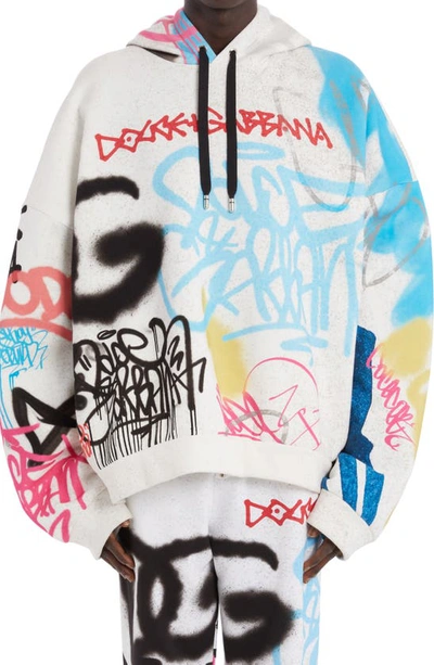 Shop Dolce & Gabbana Oversize Graffiti Print Hoodie