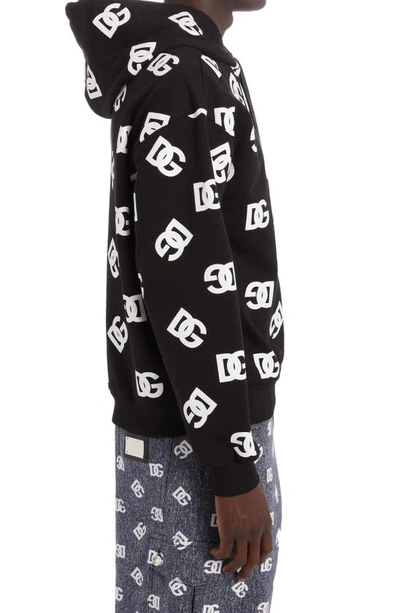 Shop Dolce & Gabbana Dg Logo Oversize Hoodie In Dg Bianco Fdo.nero