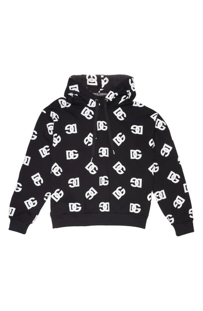 Shop Dolce & Gabbana Dg Logo Oversize Hoodie In Dg Bianco Fdo.nero