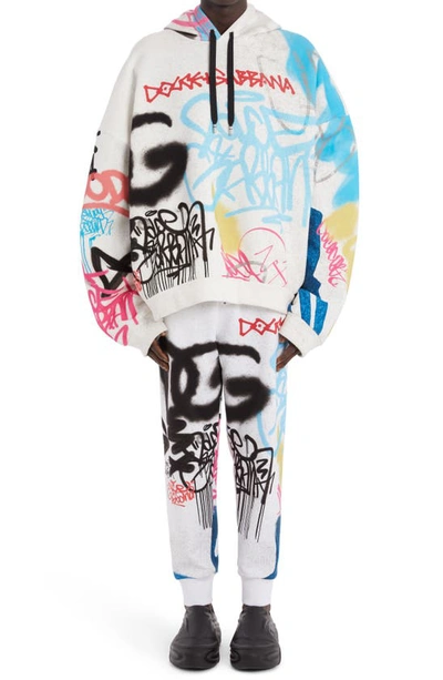 Shop Dolce & Gabbana Oversize Graffiti Print Hoodie