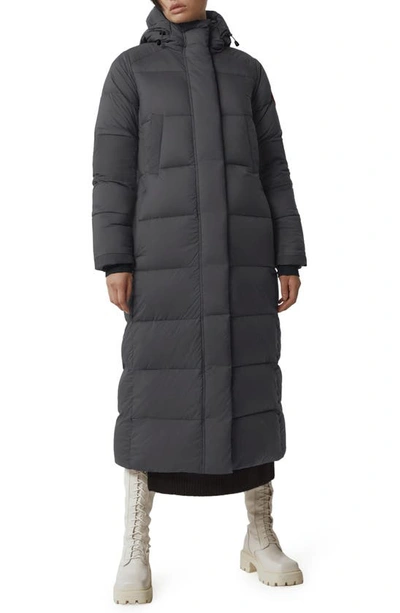 Shop Canada Goose Alliston Water Repellent 750 Fill Power Down Long Hooded Parka In Shadow - Ombre