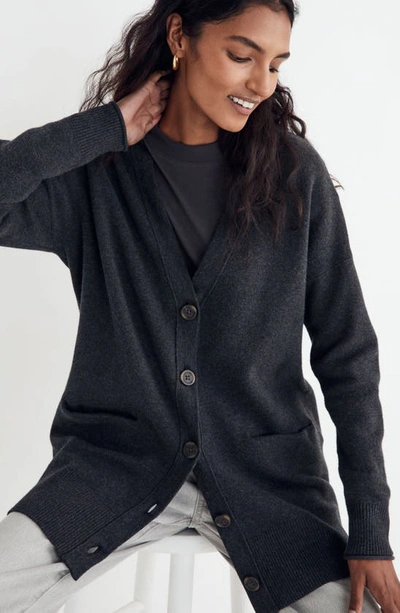 Shop Madewell Miller Cardigan In Hthr Charcoal