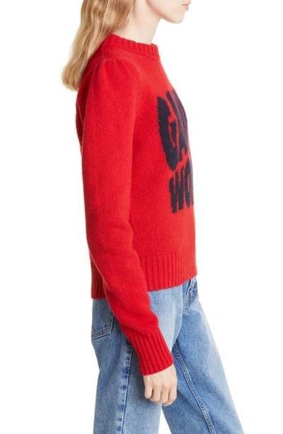 Shop Ganni Graphic Recycled Wool Blend Sweater In Barbados Cherry