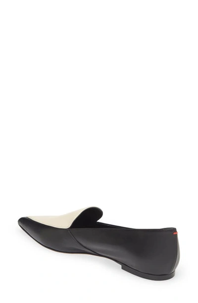 Shop Aeyde Martha Pointed Toe Flat In Black/ Creamy