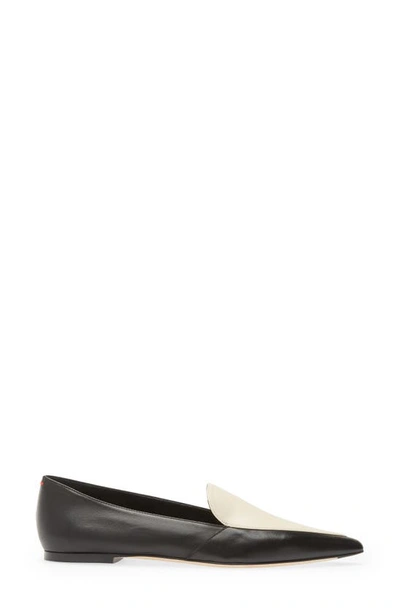 Aeyde Martha Two-tone Leather Loafers In Black/ Creamy