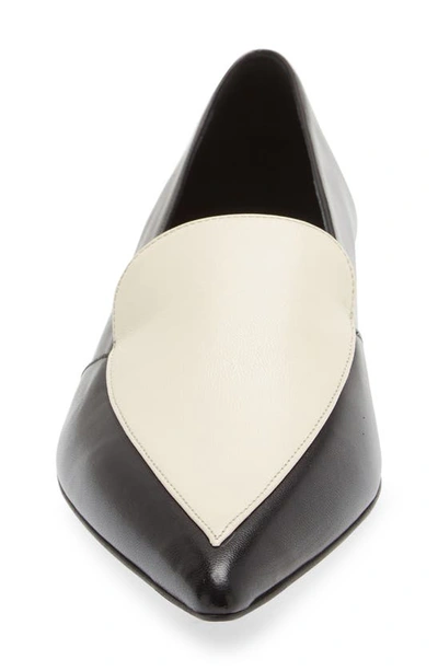 Shop Aeyde Martha Pointed Toe Flat In Black/ Creamy