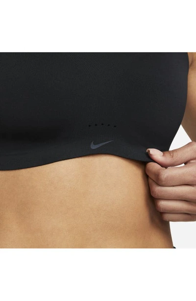 Shop Nike Alate Dri-fit Sports Bra In Black/ Black/ Dark Smoke Grey