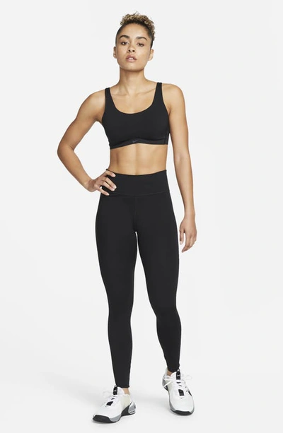 Shop Nike Alate Dri-fit Sports Bra In Black/ Black/ Dark Smoke Grey