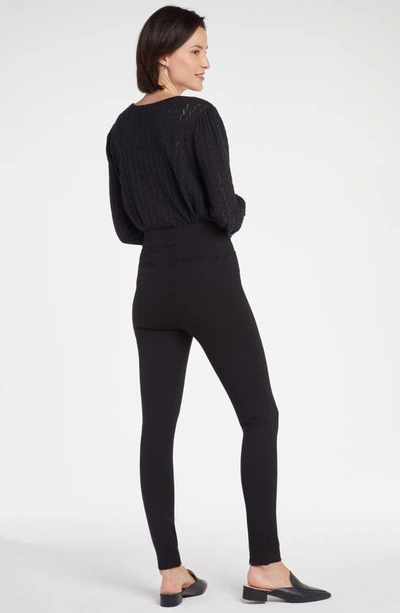 Shop Nydj High Waist Back Slit Pull-on Skinny Pants In Black
